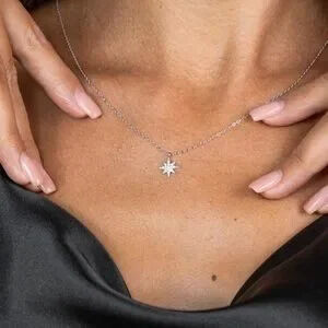 Silver North Star Charm Necklace,Star Necklace